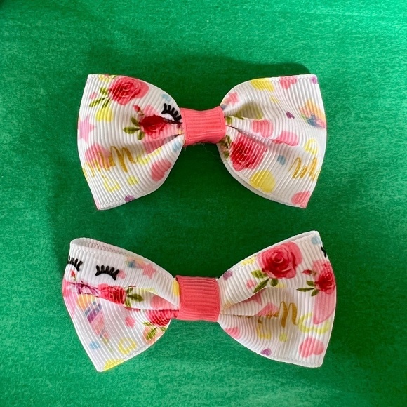 NWOT 🥀 Girl's Colorful Cute 2PK Hair Bow Clips - Picture 5 of 10